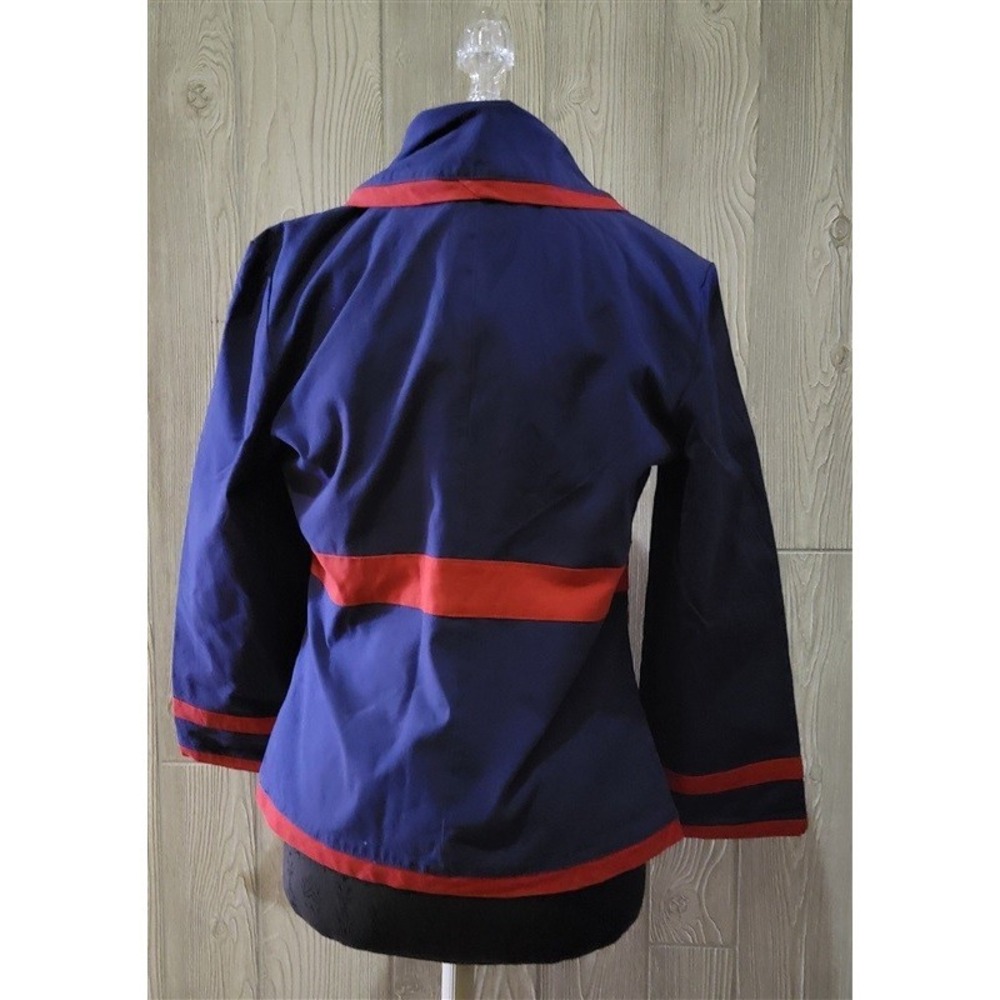 NWT Anthropologie Tulle L Navy Blue & Red Trim Blazer Jacket 99299 - Picture 3 of 4
